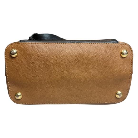 Michael Kors Jet Set Medium Saffiano Leather Colorblock Tote Bag Brown & Black - Picture 5 of 14